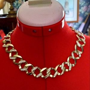 Free with Purchase Shiny Gold Chainlink Necklace with Rhinestones Boho
